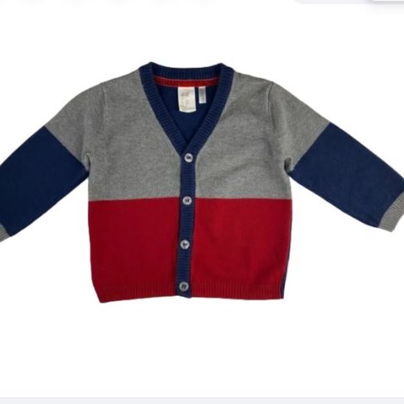 H&M Colourblock V-Neck Cardigan Sweater size 6-9 Months - Picture 3 of 9